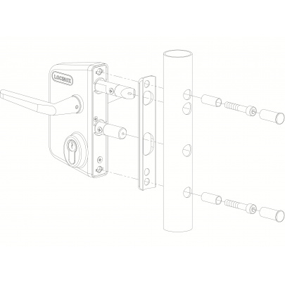 LOCINOX® Zámkový set LAKQ U2 pre profil Ø80 - Ø100 mm (kazeta, zámok, hliníkové kľučky, cylindrická vložka), strieborná farba