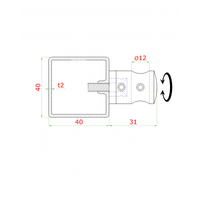 Nerezový stĺp, bočné kotvenie, 4-radový priechodný, vnútorný