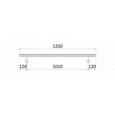 Madlo 1250mm /leštená nerez /AISI304, set:2ks úchyt, madlo ø 42.4mm s ukončením
