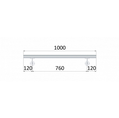 Madlo 1000mm /leštená nerez /AISI304, set:2ks úchyt, madlo ø 42.4mm s ukončením