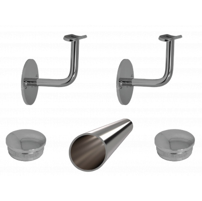 Madlo 1000mm /leštená nerez /AISI304, set:2ks úchyt, madlo ø 42.4mm s ukončením