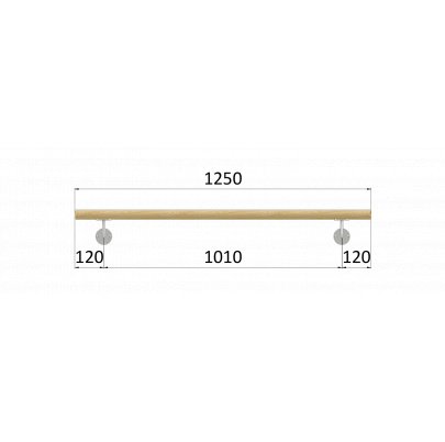 Madlo drevené (1250mm), materiál: buk, brúsený povrch bez náteru, set: 2 ks úchyt, madlo s ukončením