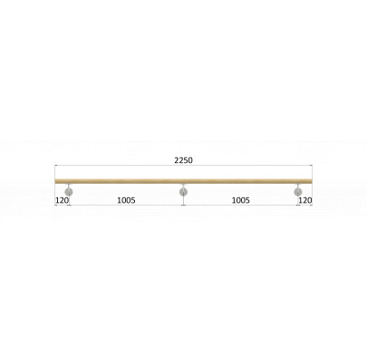 Madlo drevené (2250mm), materiál: buk, brúsený povrch bez náteru, set: 3 ks úchyt, madlo s ukončením