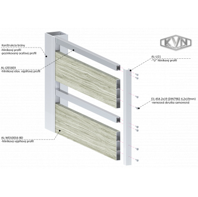 Profil na výplň 100x16x6000mm, materiál EN AW-6060 T66, hliník s povrchovou úpravou drevo dekor,odtieň biely dub, cena za KUS