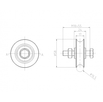 Vodiace koliesko ø 60mm jednoložiskové, pre profil C902/16