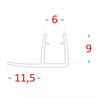 Plastové tesnenie na sklo 6mm, L-2200mm