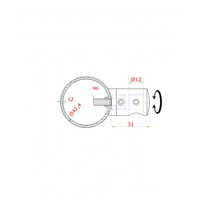 Nerezový stĺp, fr. balkón, bočné kotvenie, 5-radový, pravý