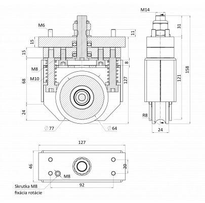 Otočné vodiace koliesko Combi Arialdo 80mm, pre U profil ø16mm