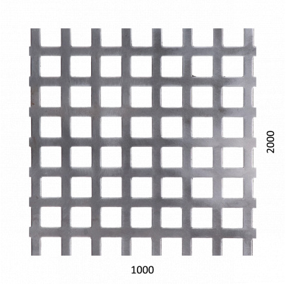Dierovaný plech Fe, otvor:10x10mm, rozteč:15mm,1000x2000x1mm