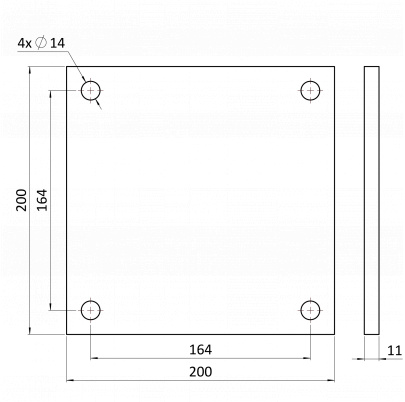 Platňa univerzálna 200x200x11mm, bez povrchovej úpravy