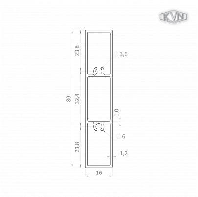 Profil 80x16mm, L-6000mm, práškový lak, štruktúra ORECH