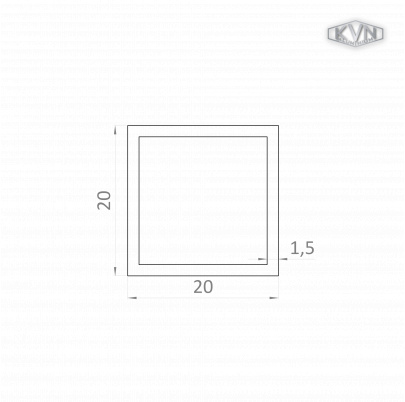 Poškodený jokel 20x20x1.5mm, L-6000mm, hliník bez povrchovej úpravy