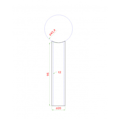 Prechod medzi stĺpom ø 42.4mm a kotviacou platňou, L:95mm