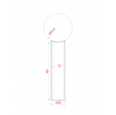 Prechod medzi stĺpom ø 42.4mm a kotviacou platňou, L:85mm