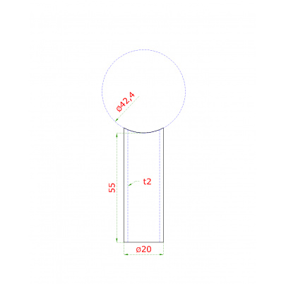 Prechod medzi stĺpom ø 42.4mm a kotviacou platňou, L:55mm