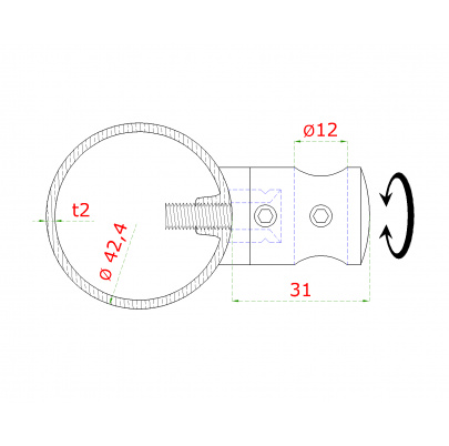 Nerezový stĺp, vrchné kotvenie, 4-radový priechodný