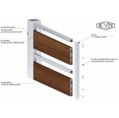 Poškodený profil na výplň 100x16x6000mm, materiál EN AW-6060 T66, hliník s povrchovou úpravou drevo dekor, cena za KUS