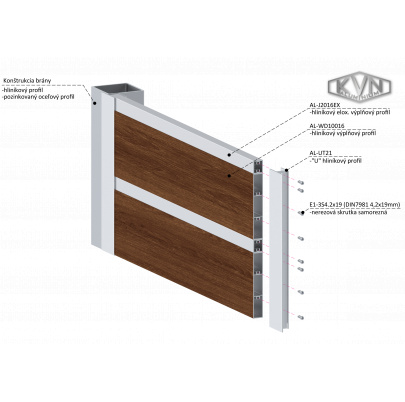 Poškodený profil na výplň 100x16x6000mm, materiál EN AW-6060 T66, hliník s povrchovou úpravou drevo dekor, cena za KUS