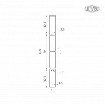 Poškodený profil 160x16mm, L-6000mm, hliník bez povrchovej úpravy