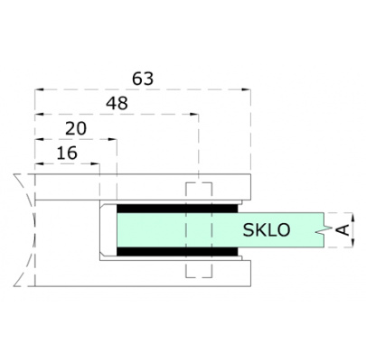 Svorka na trubku ø42.4mm, sklo 6-10.76mm, brúsená AISI304