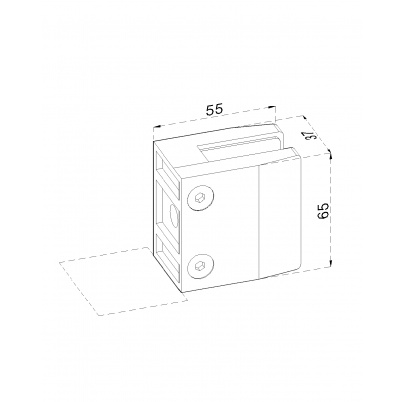 Svorka plochá na 40x40mm, sklo 14-17.52mm, brúsená AISI304