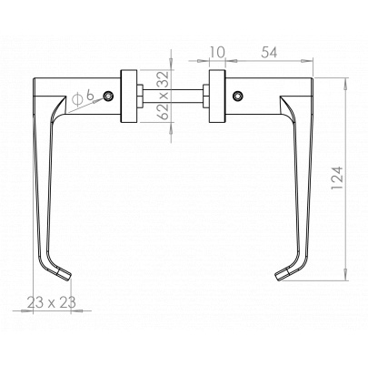 Kľučka vrátane dolnej rozety, L-124mm, brúsená AISI304