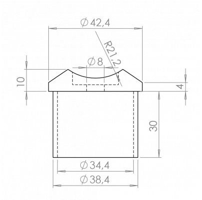 Držiak na trubku ø42.4mm, madlo ø42.4mm, leštená AISI304