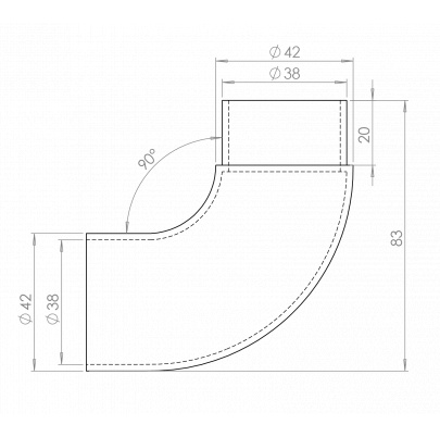 Spojka oblúková 90°, jednostranná, ø42.4mm, AISI304