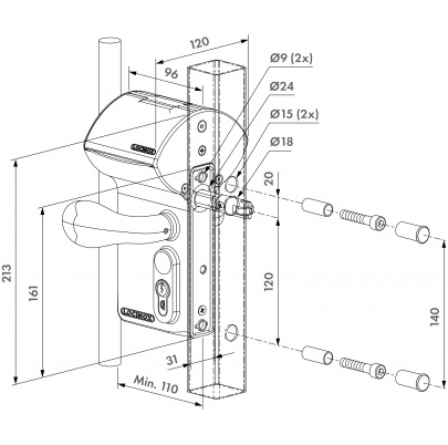 LOCINOX® Elektronický kódový zámok pre profil 40 až 60mm, možnosť úpravy PIN kódu