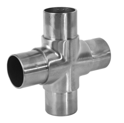 Spojka, krížový kus na trubku ø42.4mm, brúsená AISI304