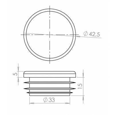 Vnútorná krytka guľatá D-42.4mm plastová, šedá