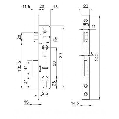 Profil 40x40x2mm H-1500mm so zámkom ZM90/40H, ľavý