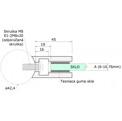 Svorka na trubku ø42.4mm, sklo 6-10.76mm, leštená AISI304