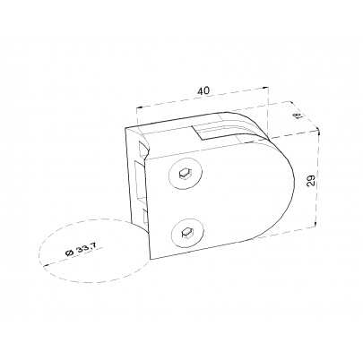 Svorka na trubku ø33.7mm, sklo 6-8.76mm, brúsená AISI304