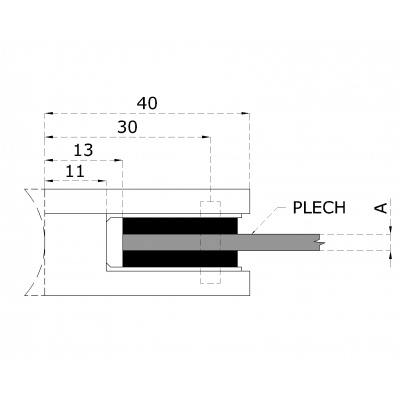 Svorka na trubku ø33.7mm, sklo 6-8.76mm, brúsená AISI304