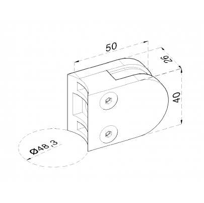 Svorka na trubku ø48.3mm, sklo 6-10.76mm, brúsená AISI304