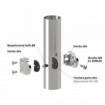 Svorka na trubku ø48.3mm, sklo 6-10.76mm, brúsená AISI304
