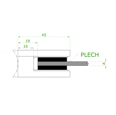 Svorka skla/plechu na trubku ø33.7mm, brúsená nerez AISI304