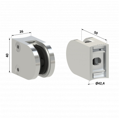 Svorka na trubku ø42.4mm, sklo 6-10.76mm, leštená AISI304