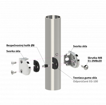 Svorka na trubku ø42.4mm, sklo 6-10.76mm, leštená AISI304