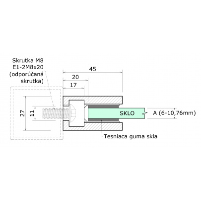 ZAMAK svorka plochá, sklo 6-10.76mm, bez úpravy