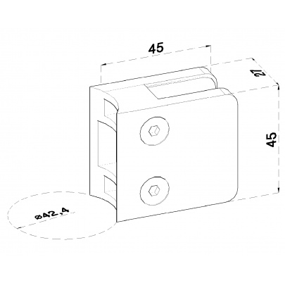 ZAMAK svorka na trubku ø42.4mm, sklo 6-10.76mm, bez úpravy