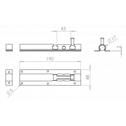 Rígeľ ø 17.5mm, L: 172mm, pozinkovaný