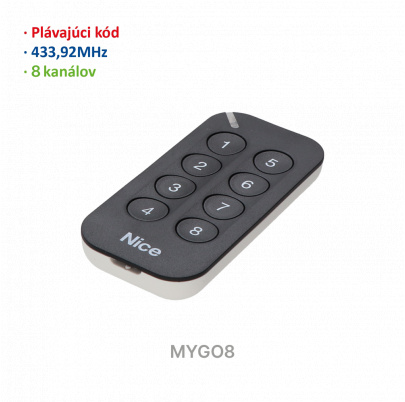 Vysielač 8-kanálový, 433MHz, plávajúci kód, čierny