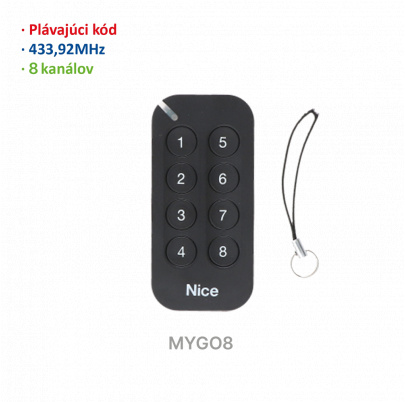 Vysielač 8-kanálový, 433MHz, plávajúci kód, čierny