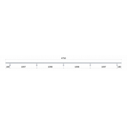Madlo 4750mm ø 42.4mm s ukončením, brúsená nerez AISI316