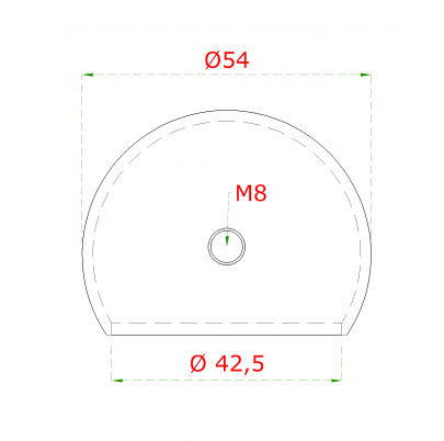 Ukončenie na trubku ø42.4mm, brúsená AISI304