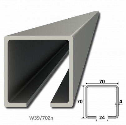 C profil 70x70x4mm pozinkovaný, dĺžka 7m