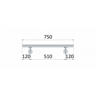 Led madlo ø 42.4mm, L-750mm, brúsená nerez AISI304