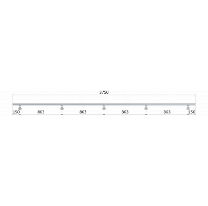 Led madlo ø 42.4mm, L-3750mm, brúsená nerez AISI304